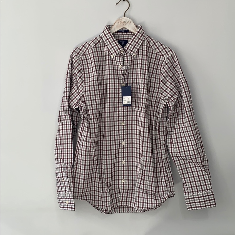 Gant Oxford Button Down Check Fit Port Red Large - Picture 4 of 12